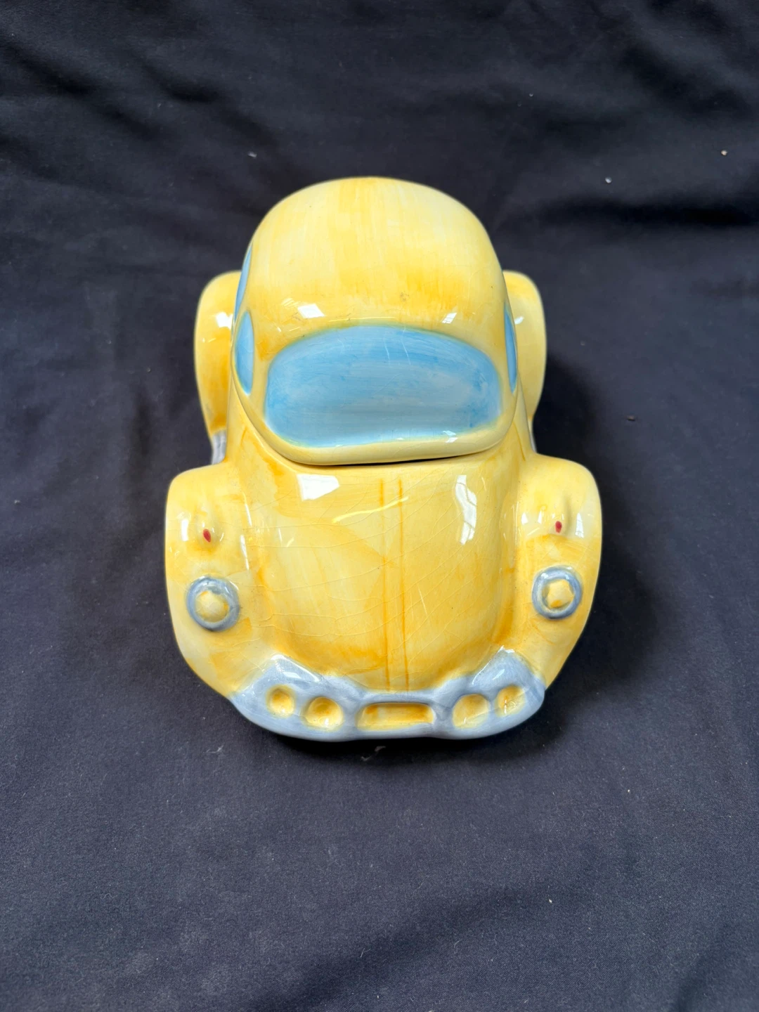 Yellow Car Ceramic Cookie Jar with Lid - photo 2