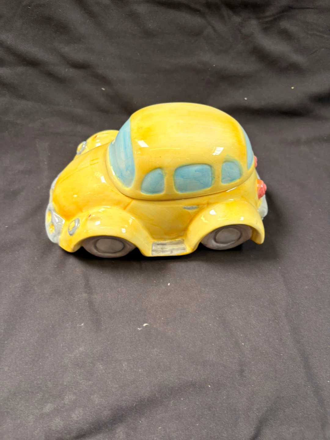 Yellow Car Ceramic Cookie Jar with Lid - photo 3