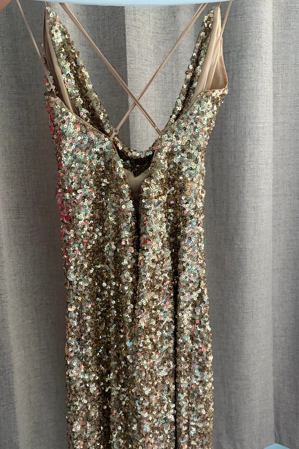 Drip in Gold Sequin Cowl Neck Midi - photo 4