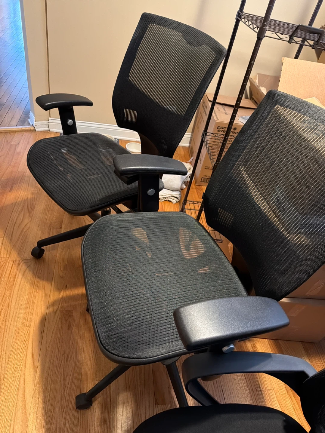 Black Mesh Office Chairs (Set of 3)