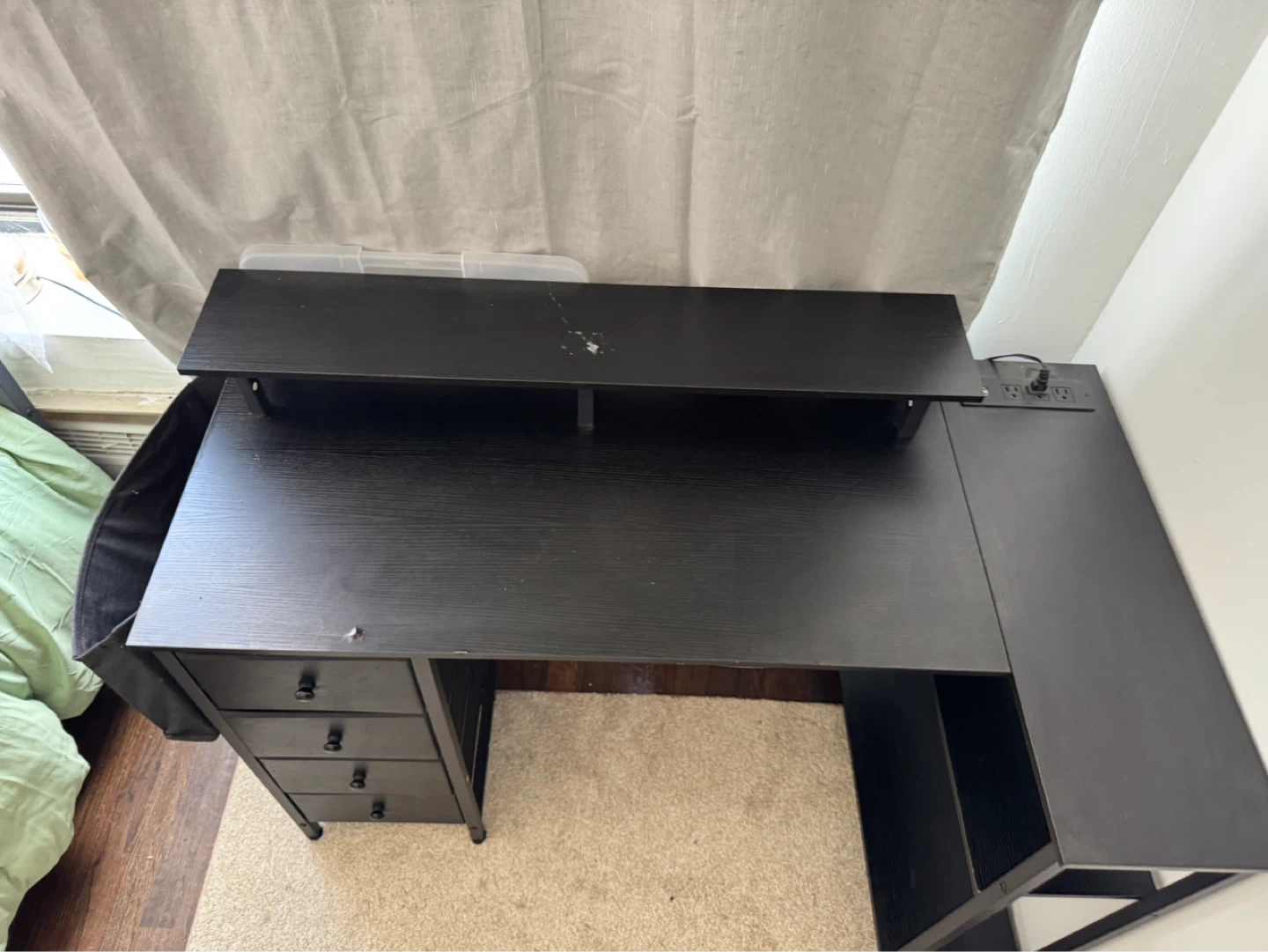 Black L-Shaped Desk with Hutch and Drawers - photo 5