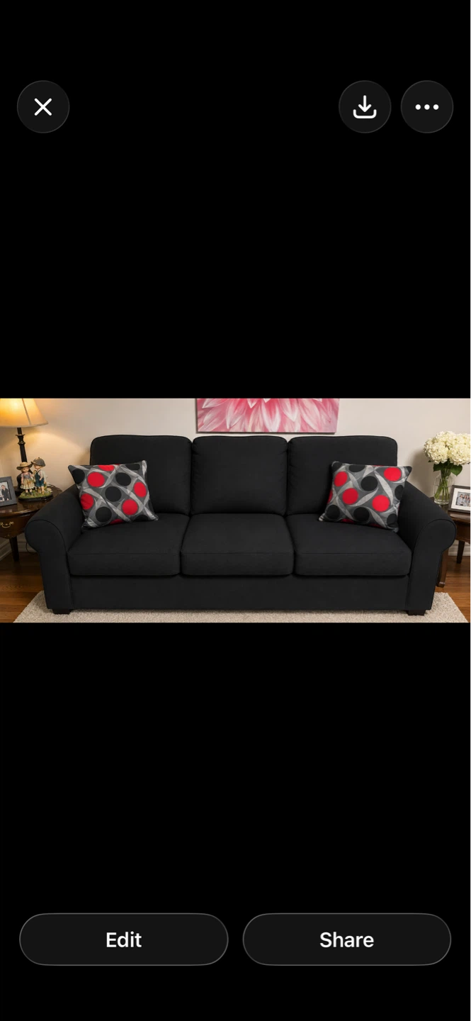 Black Sectional Sofa with Pillows - photo 2