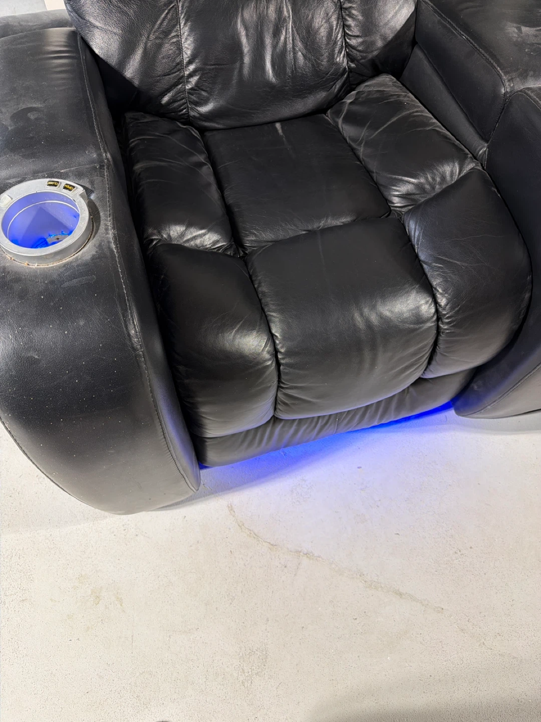 Black Leather Loveseat Recliners with Cup Holders - photo 2