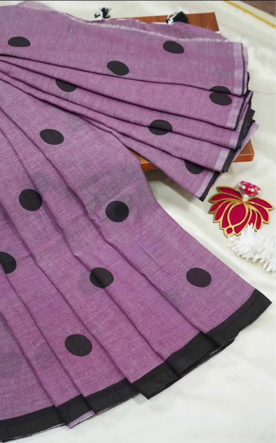 Purple Polka Dot Saree