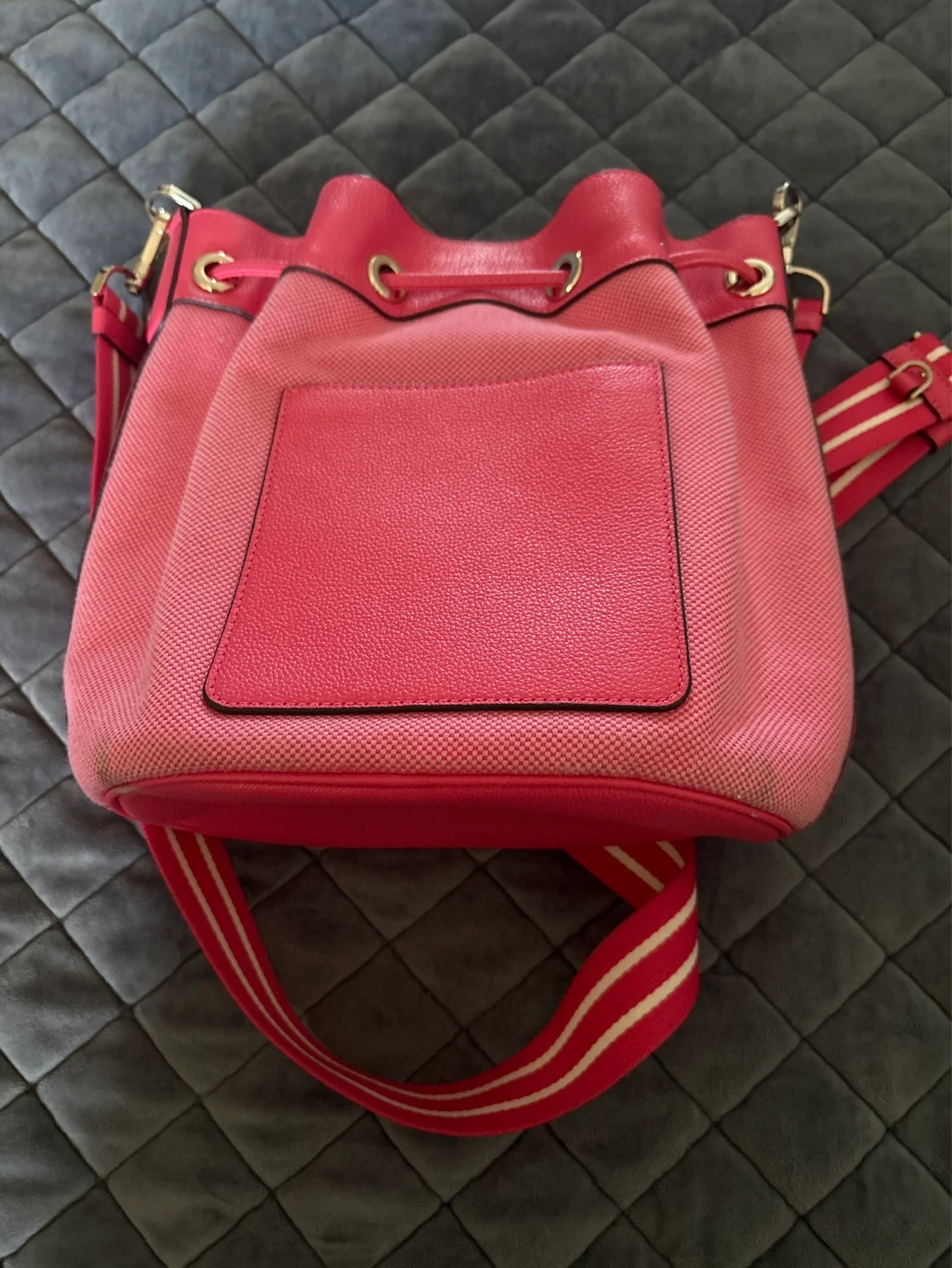 Kate Spade Pink Bucket Bag with Striped Strap - photo 4