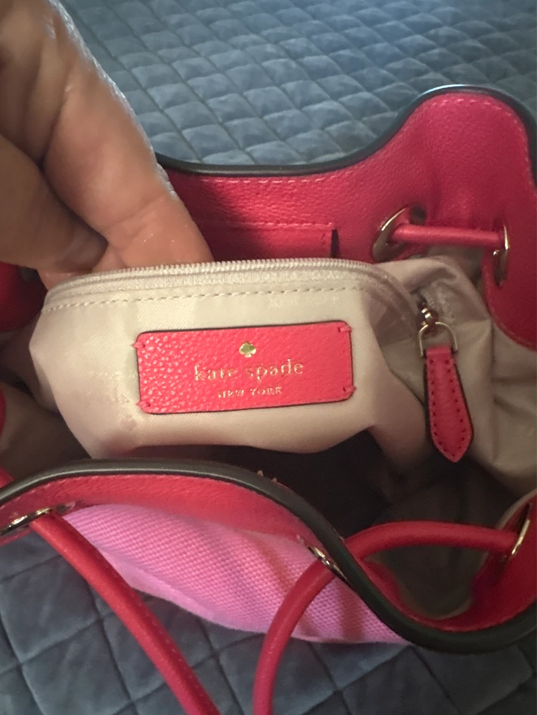 Kate Spade Pink Bucket Bag with Striped Strap - photo 3