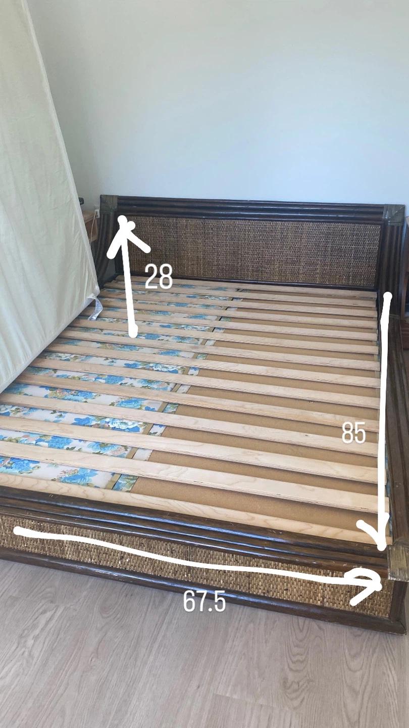 Rattan Bed Frame and Nightstand Set