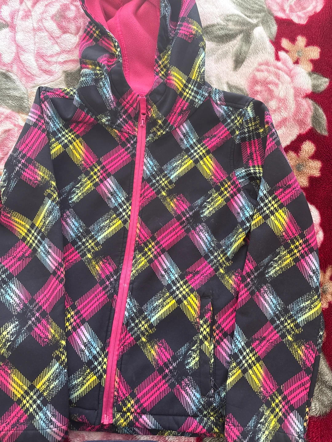 Girls Plaid Softshell Jacket