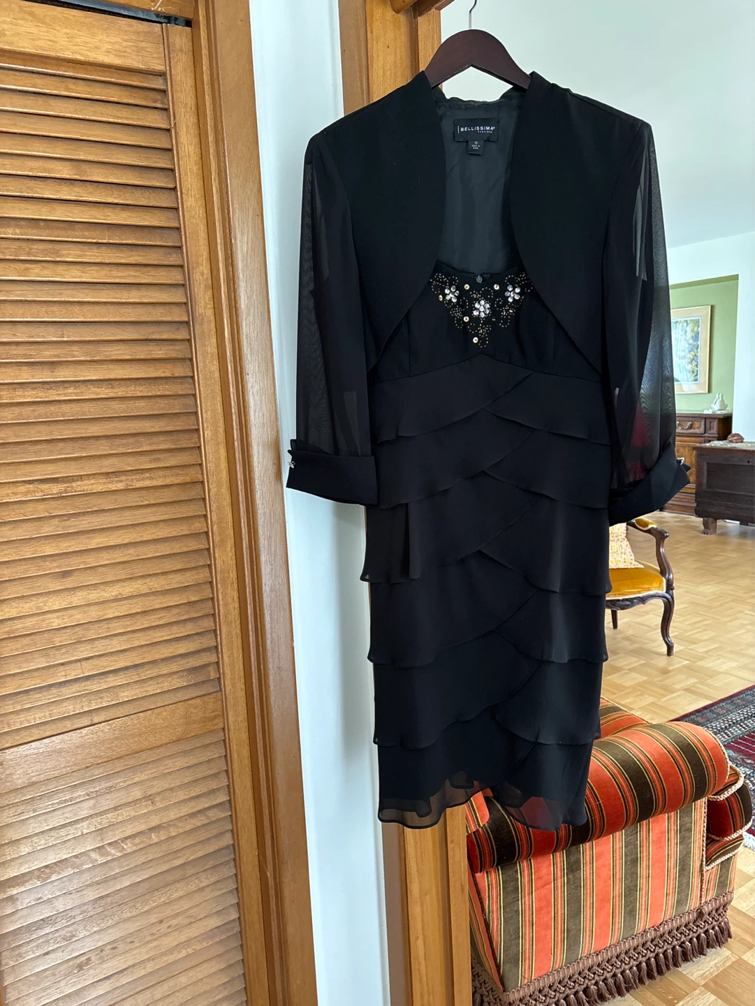 Bellissima Women's Black Dress and Bolero Set Size 16