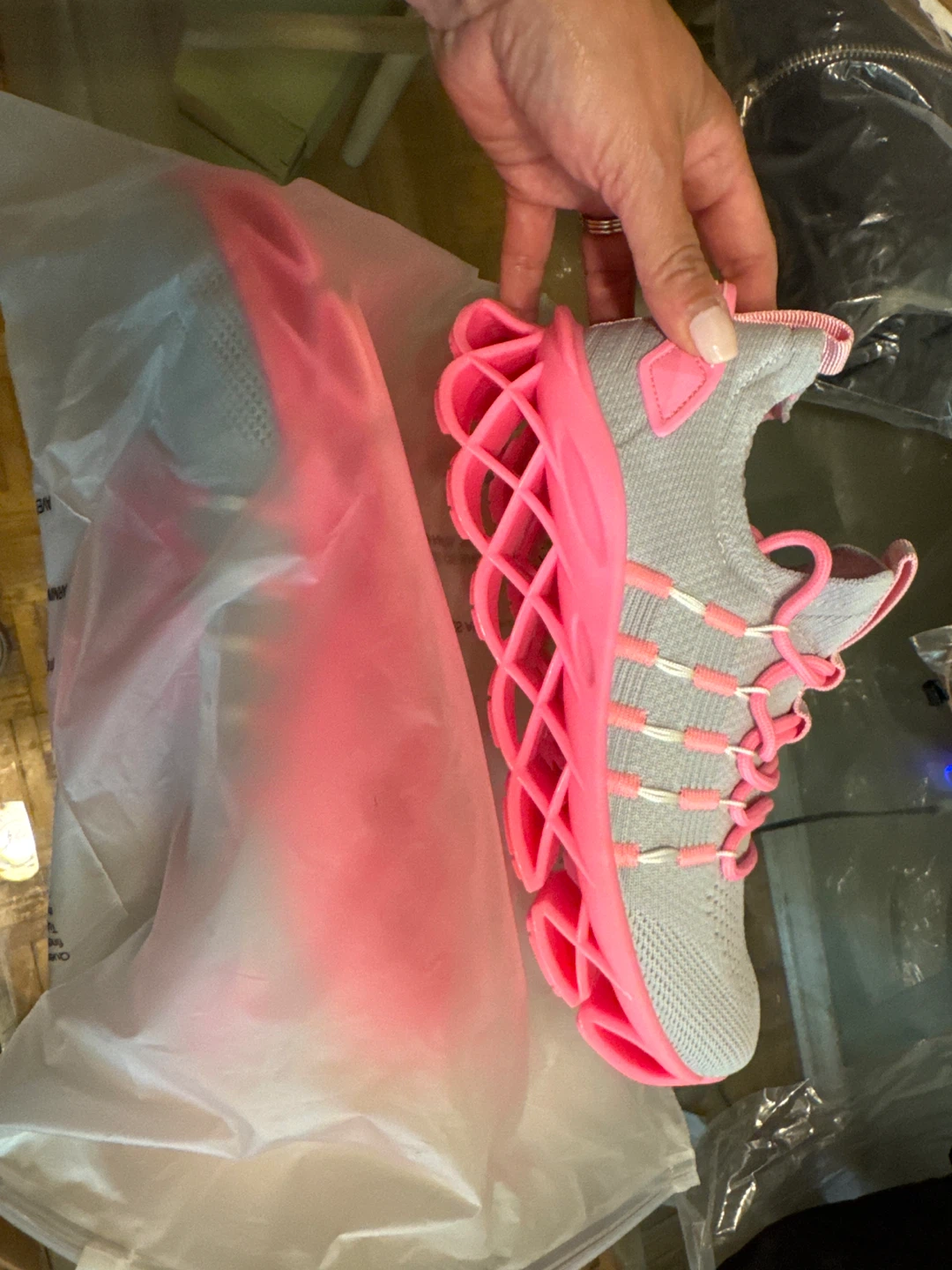 Women's Grey and Pink Athletic Shoes