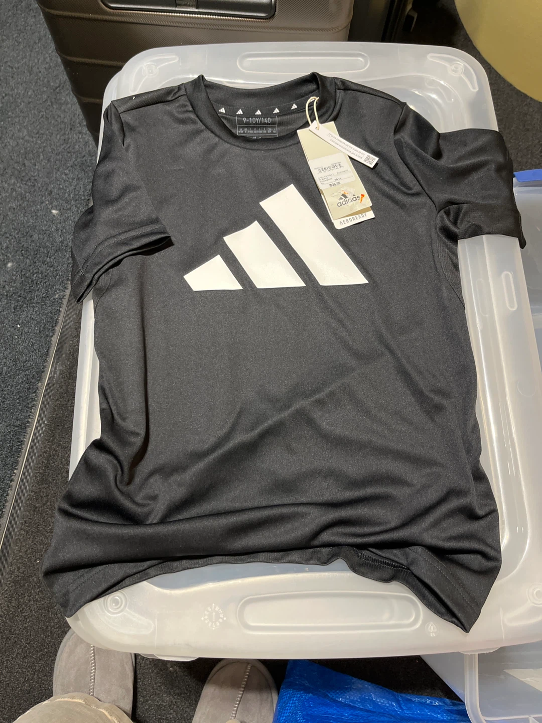 Adidas AEROREADY Black/White Logo T-Shirt Size 140