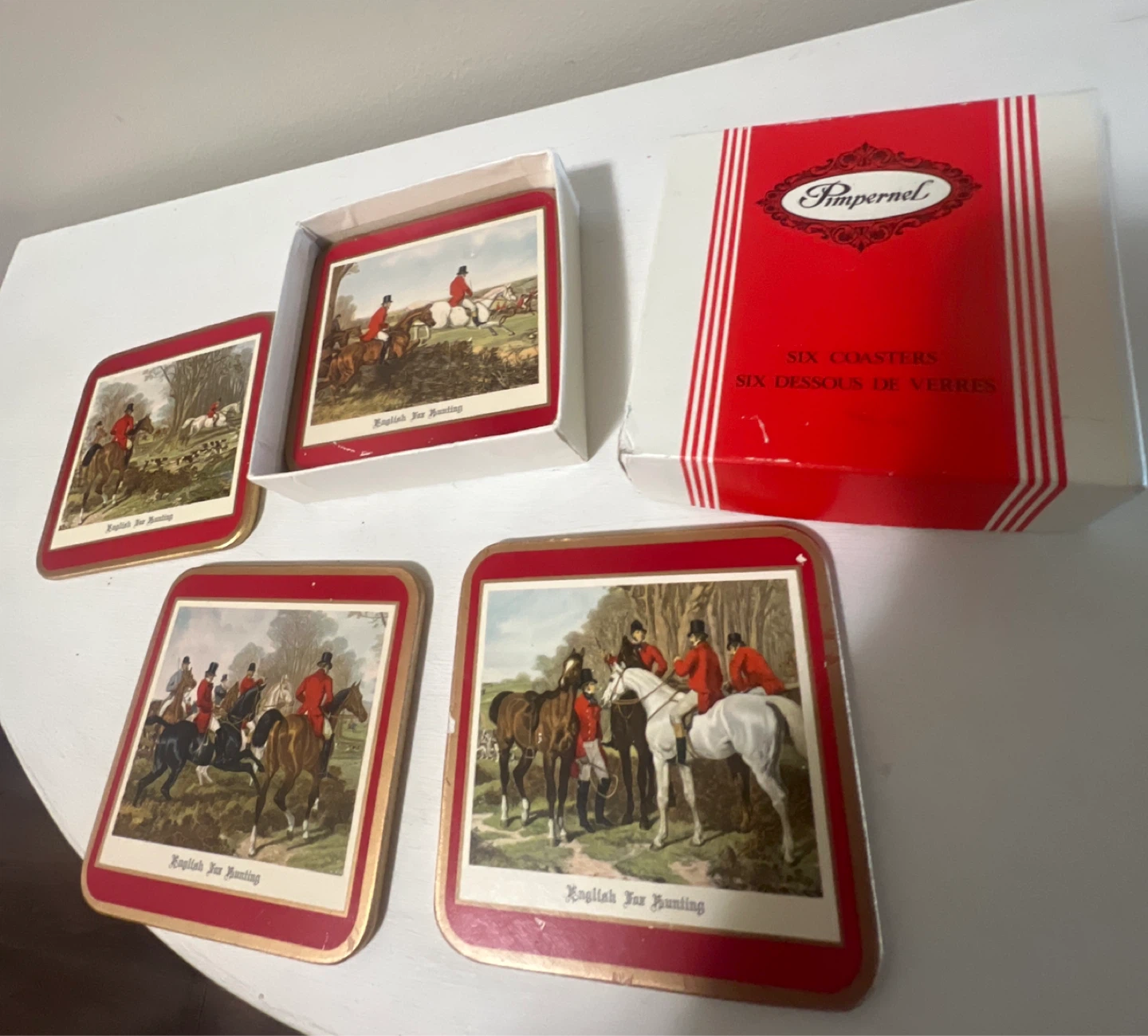 Vintage Pimpernel English Fox Hunting Coasters Set (6)