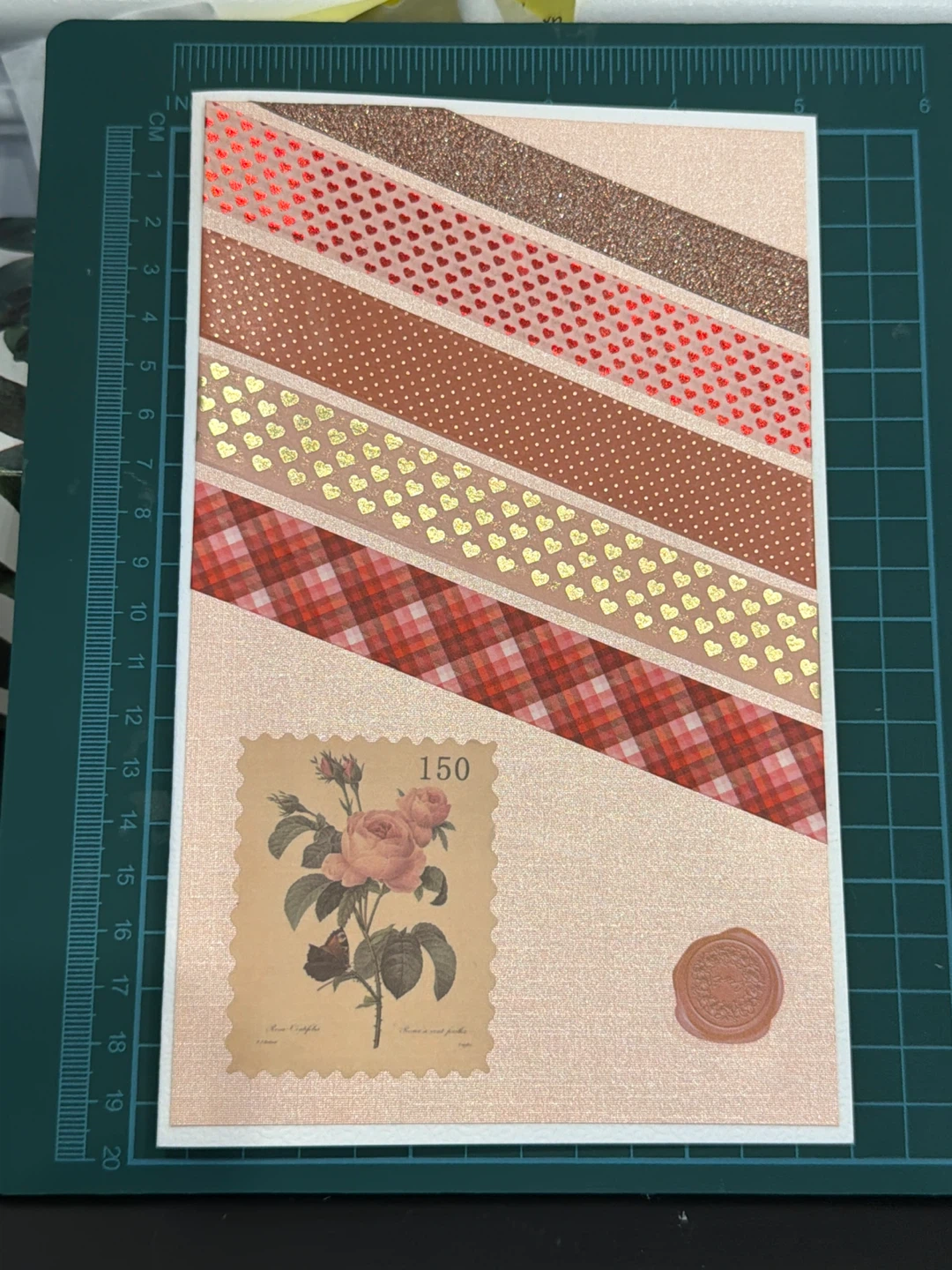 Handmade Card with Rose Stamp and Wax Seal