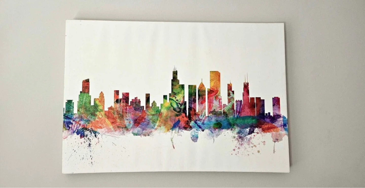 Watercolor Chicago Skyline Canvas Art