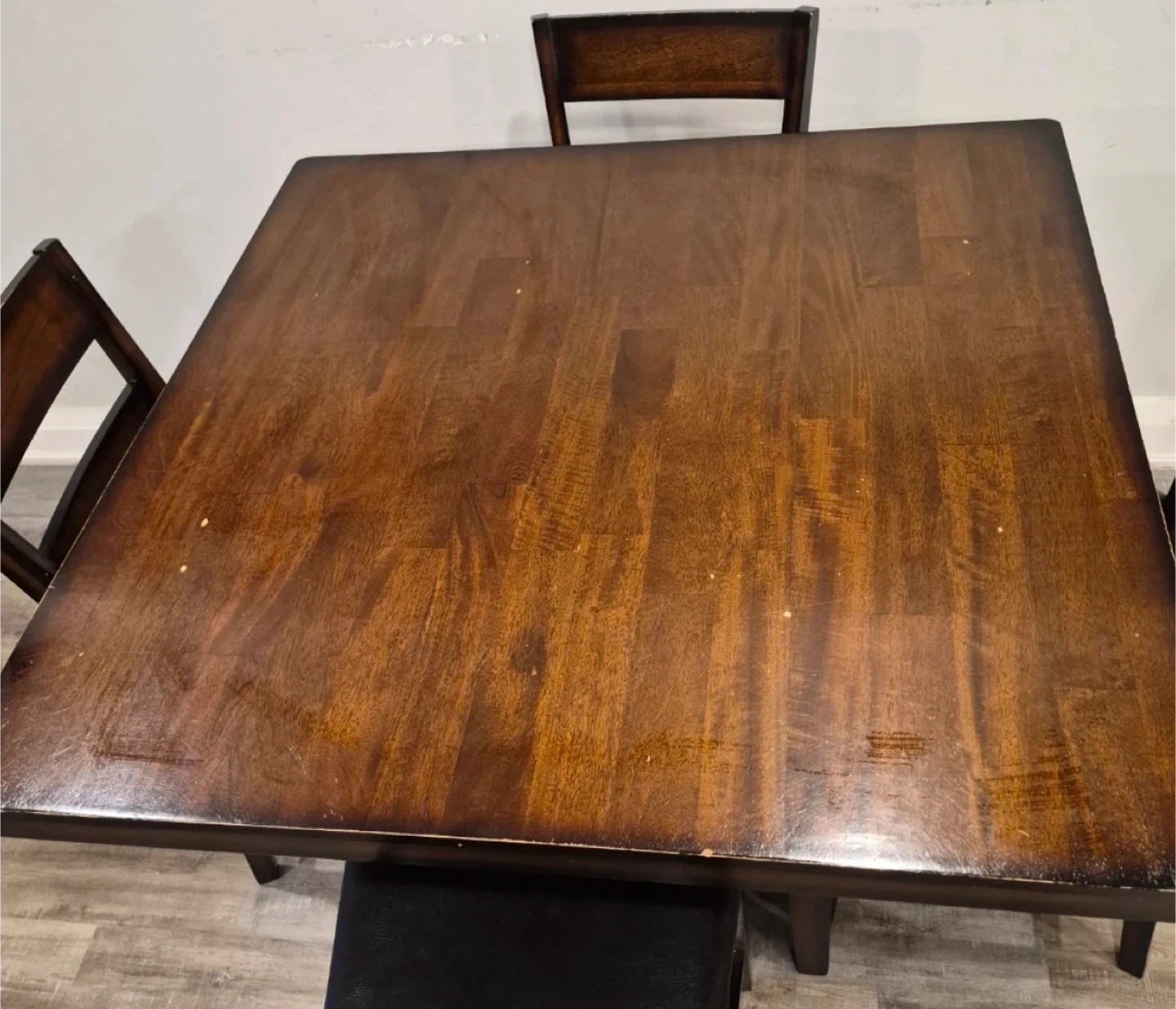 4-Piece Wood Dining Set with Upholstered Stools - photo 2