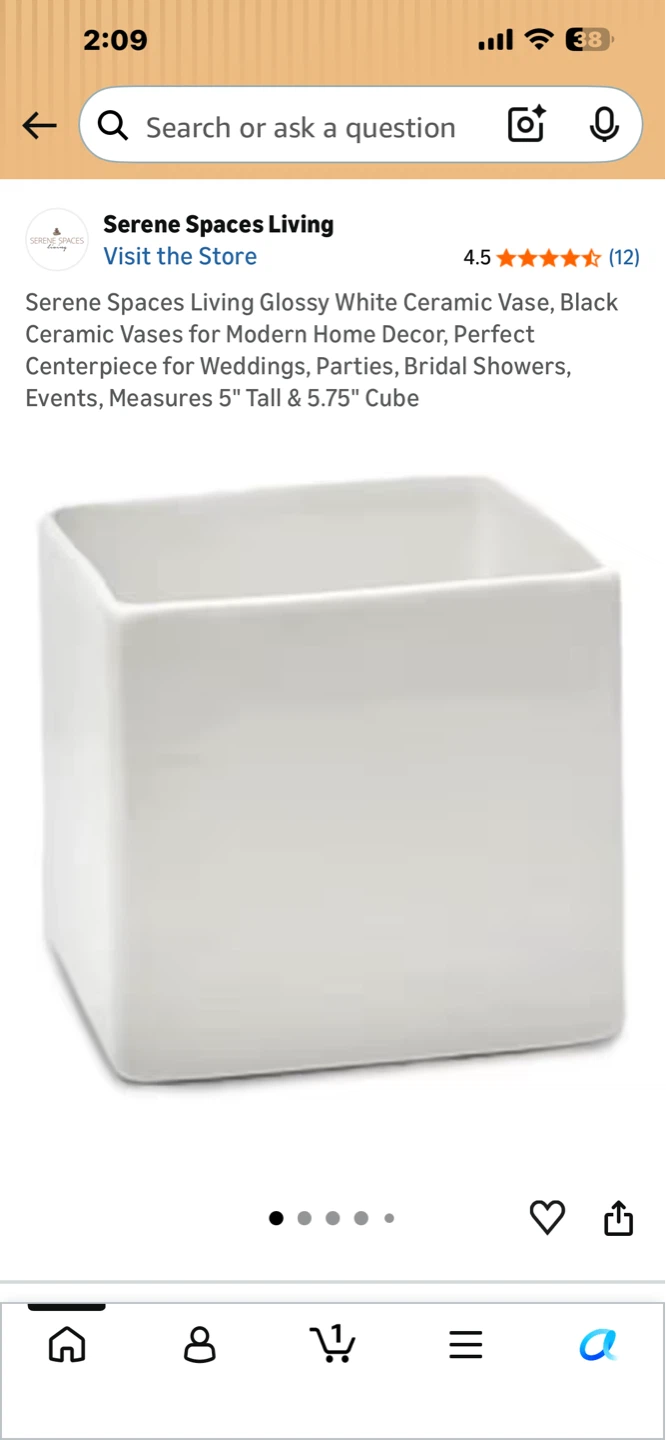 Serene Spaces Living Glossy White Ceramic Vase - photo 3