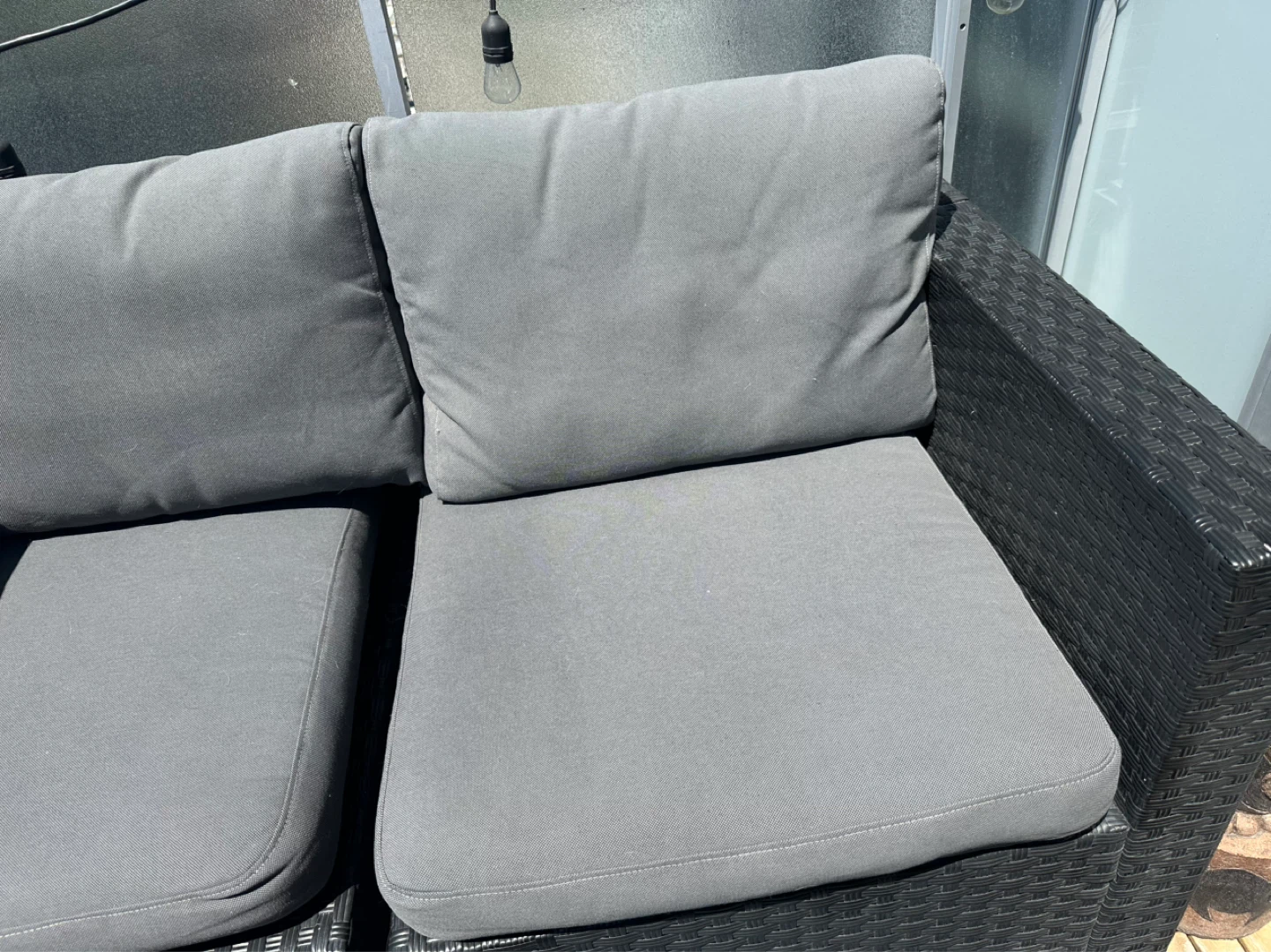 Wicker Outdoor Loveseat with Grey Cushions - photo 3