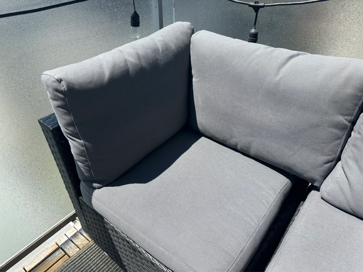Wicker Outdoor Loveseat with Grey Cushions - photo 2