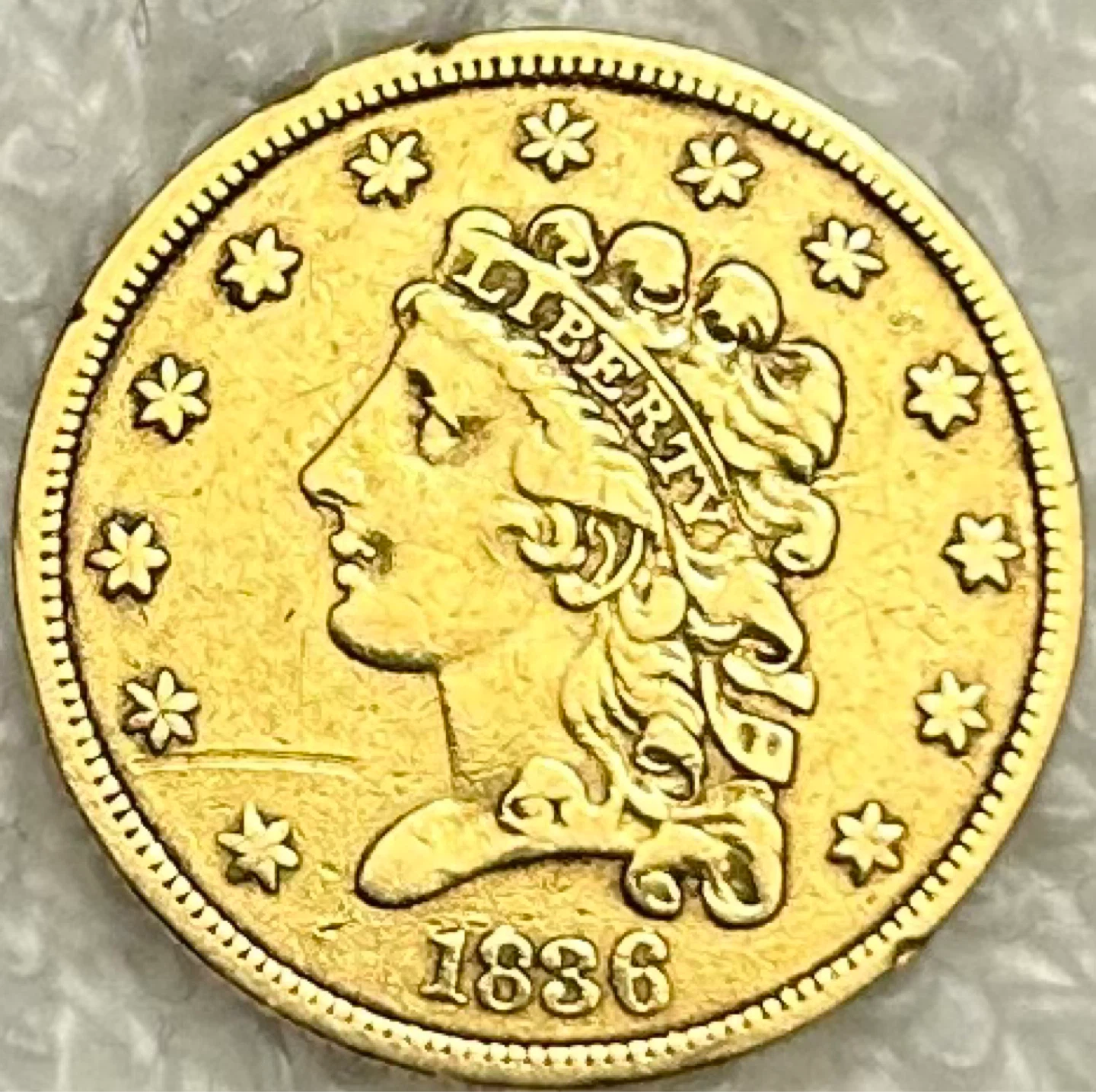 1836 Classic Head Gold Quarter Eagle $2.50 Gold Coin