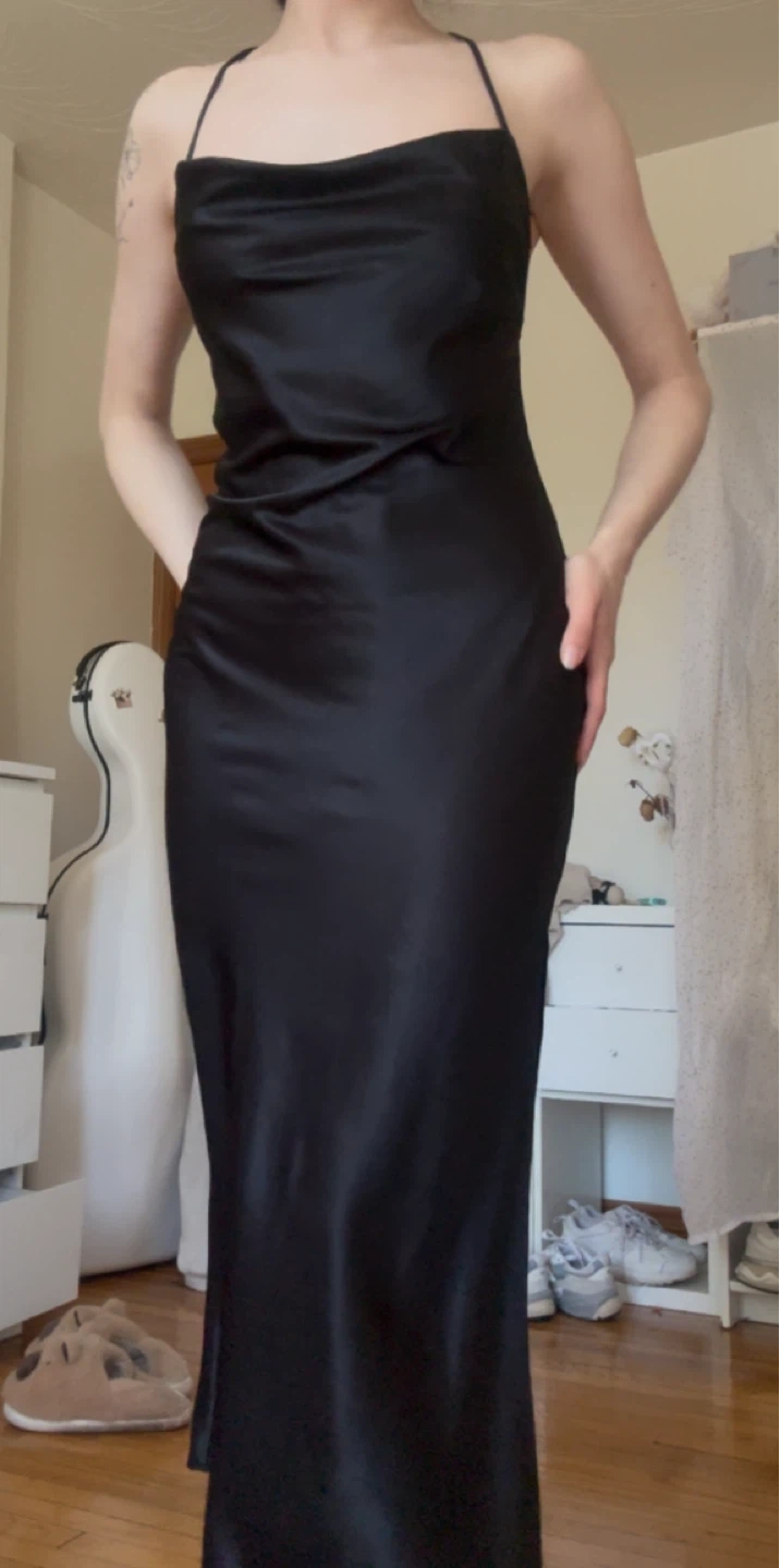 H&M Black Satin Slip Dress