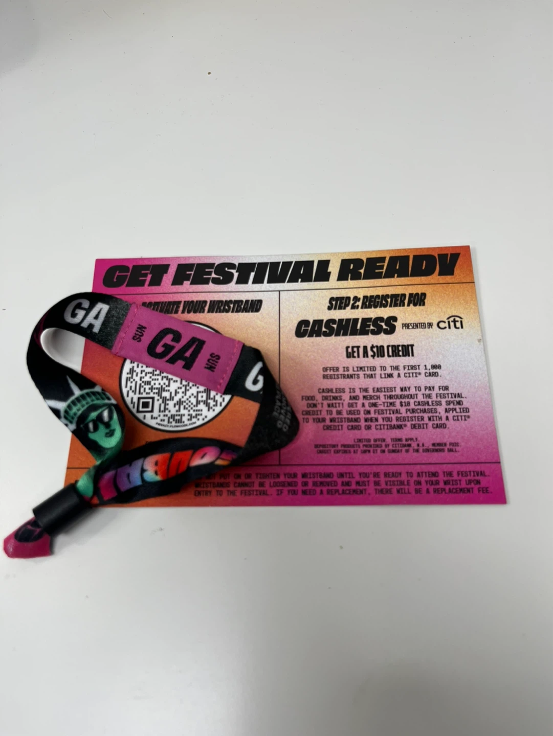Governors Ball Sunday GA Wristband
