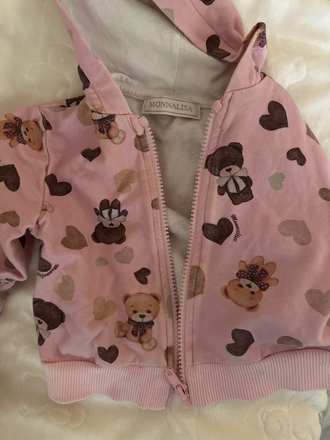 MONNALISA Baby Pink Teddy Bear Hoodie and Pants Set - photo 4