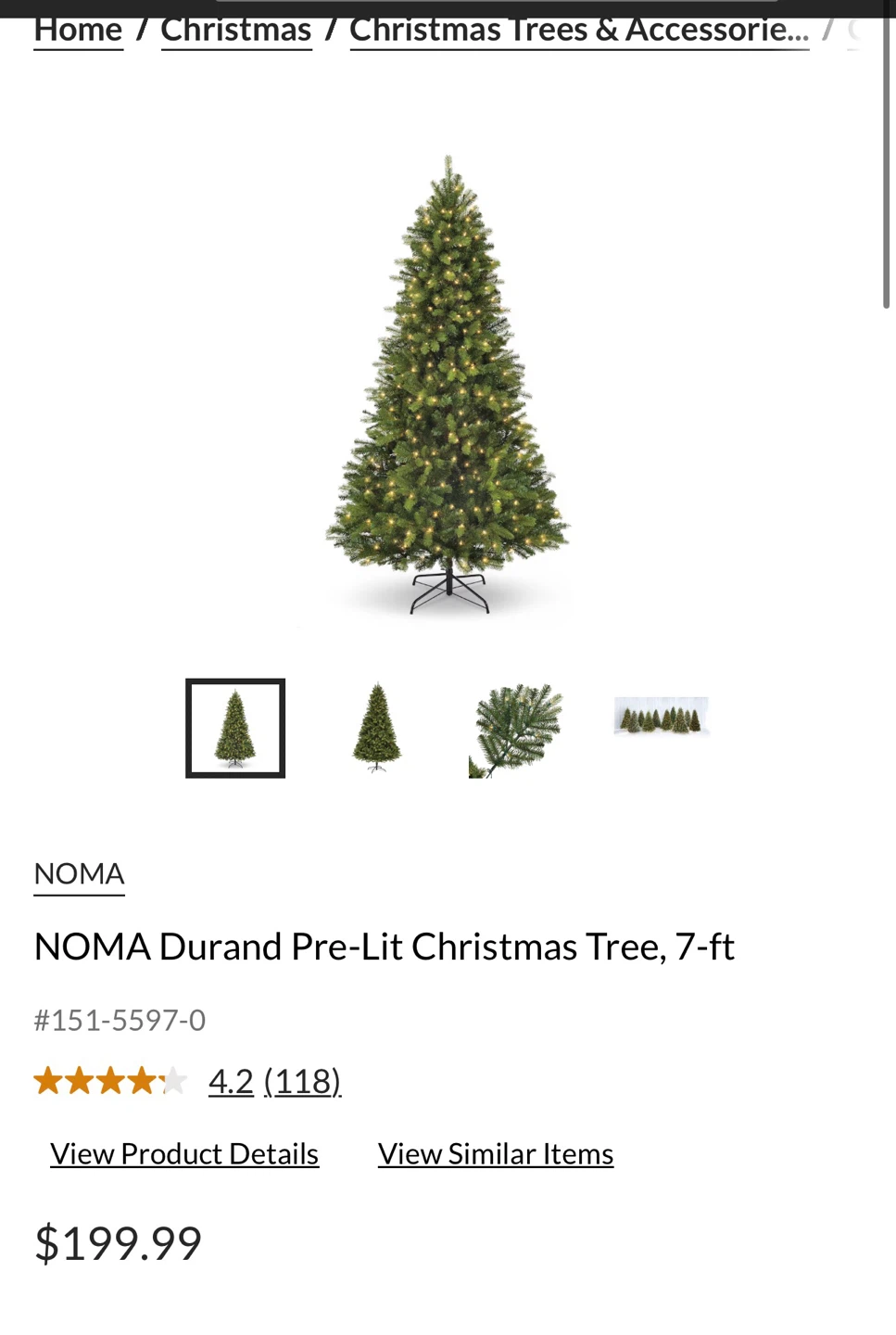 NOMA Durand Pre-Lit Christmas Tree, 7-ft