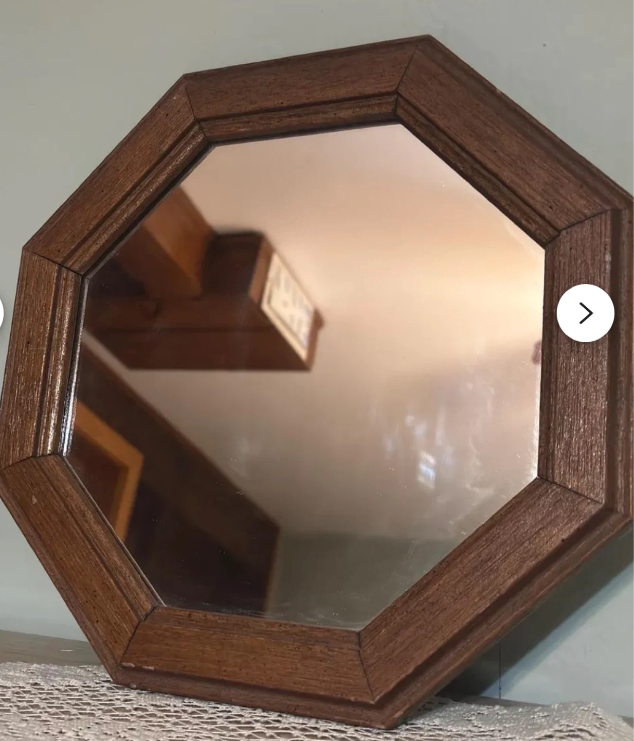 VTG Octagon Wood Framed Mirror - photo 2