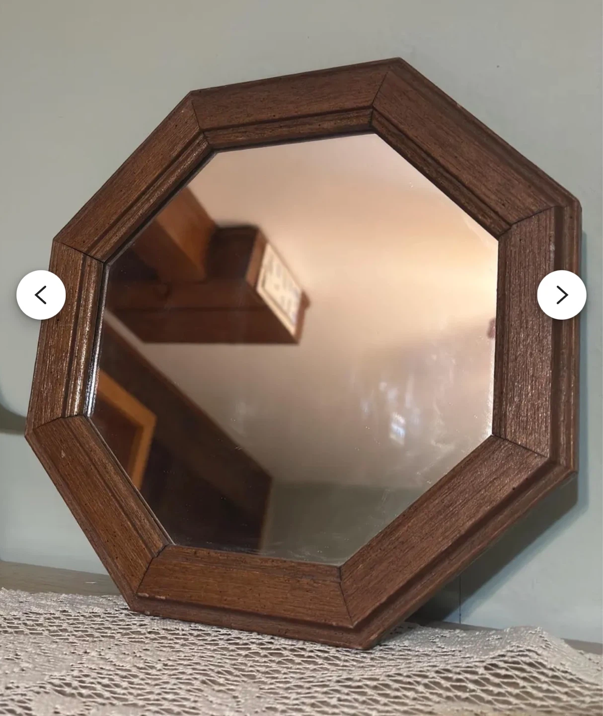 VTG Octagon Wood Framed Mirror