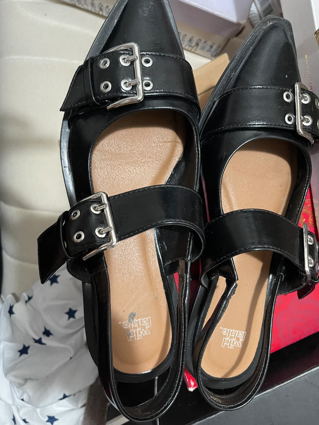 Wild Fable Black Buckle Slingback Flats
