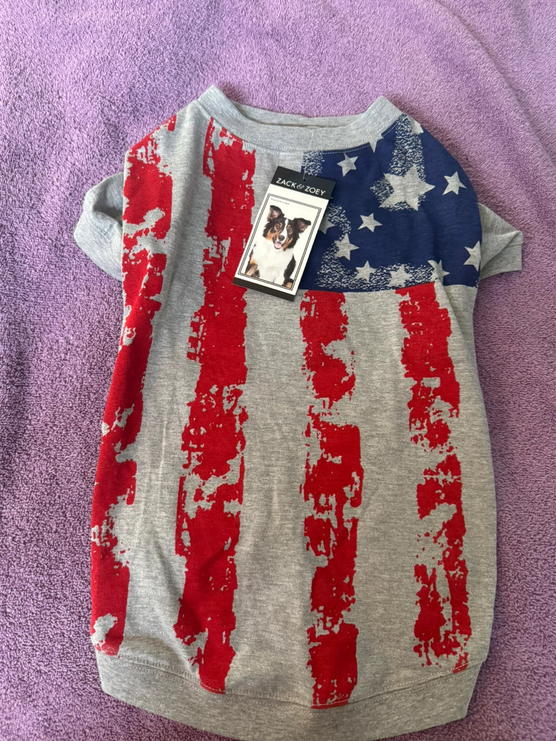 Zack & Zoey America's Pop Flag Print Dog T-Shirt