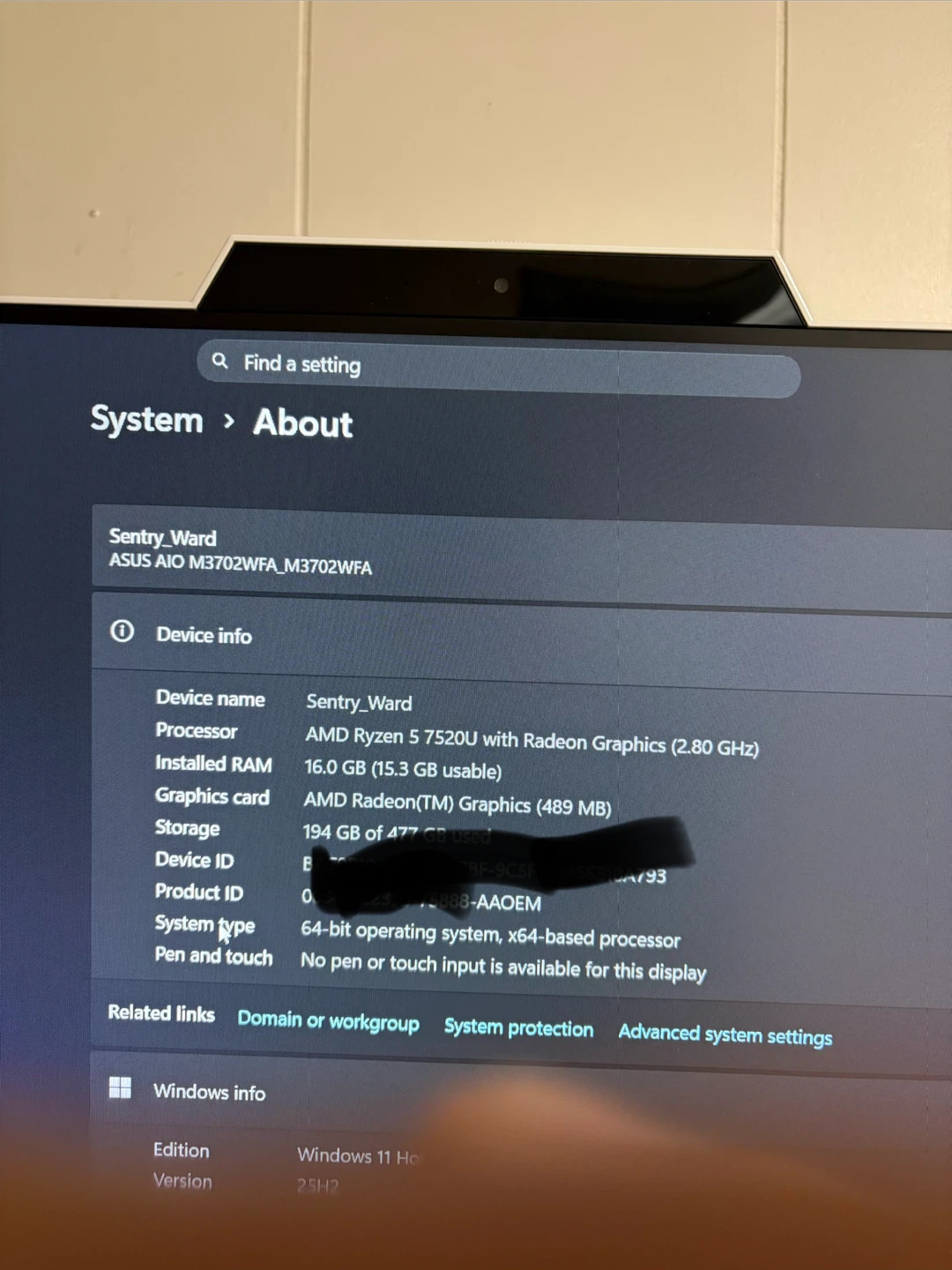 ASUS AIO M3702WFA All-in-One Computer