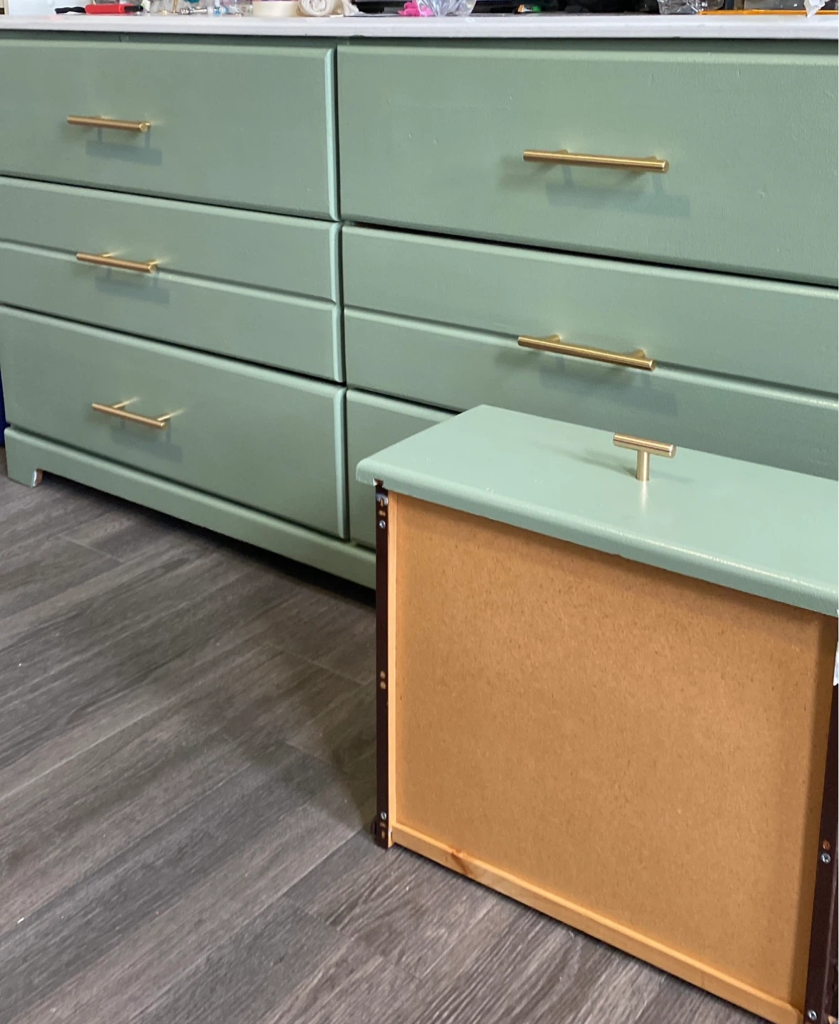 Light Green Dresser with Gold Handles