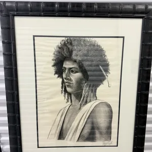 VTG Framed Charcoal Portrait of a Woman, 1972