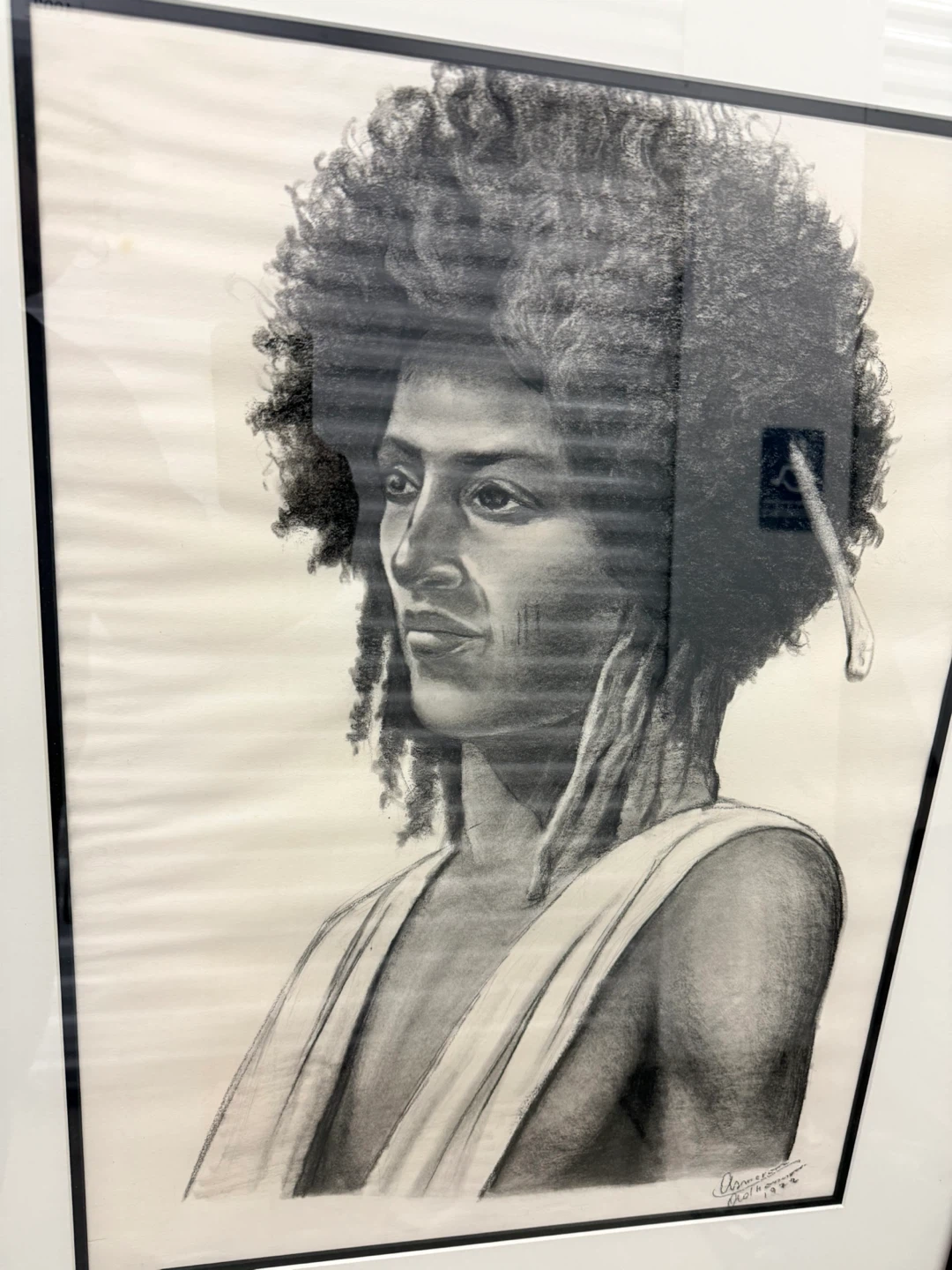 VTG Framed Charcoal Portrait of a Woman, 1972 - photo 2