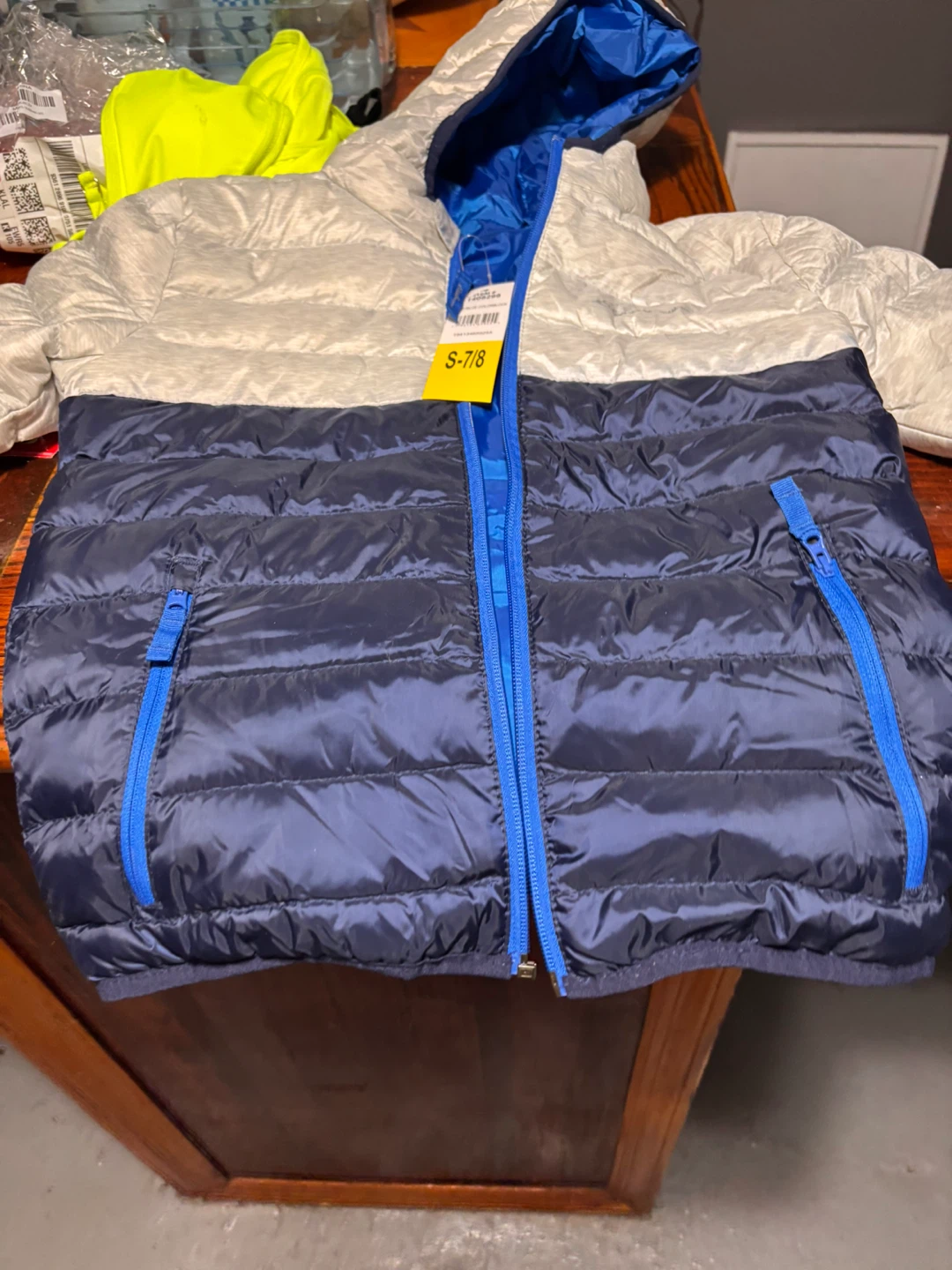 Eddie Bauer Kids Puffer Jacket Gray/Blue Colorblock S-7/8