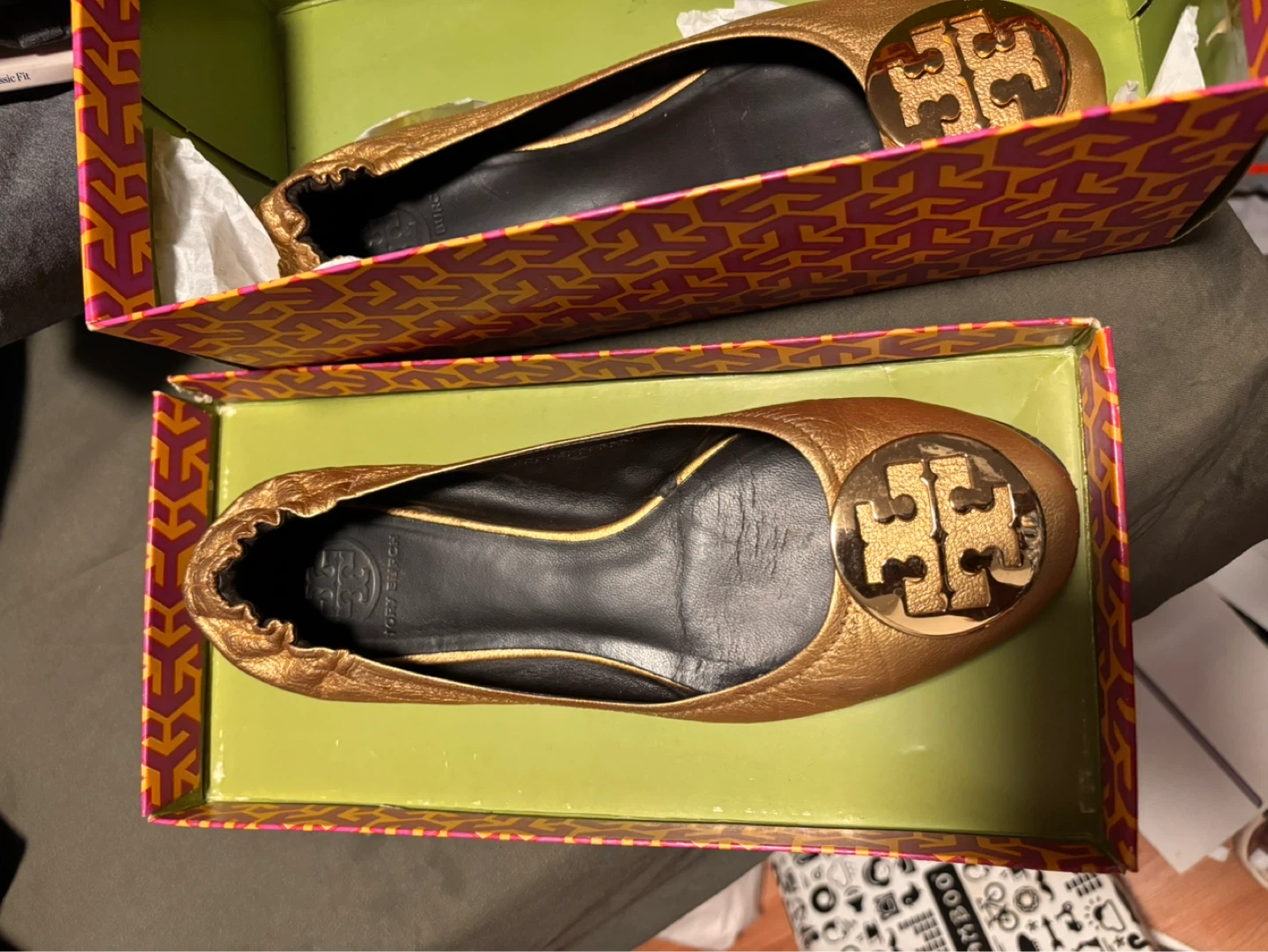 Tory Burch Women's  Flats - Distressed Leather - Gold - Size 9.5 - photo 3