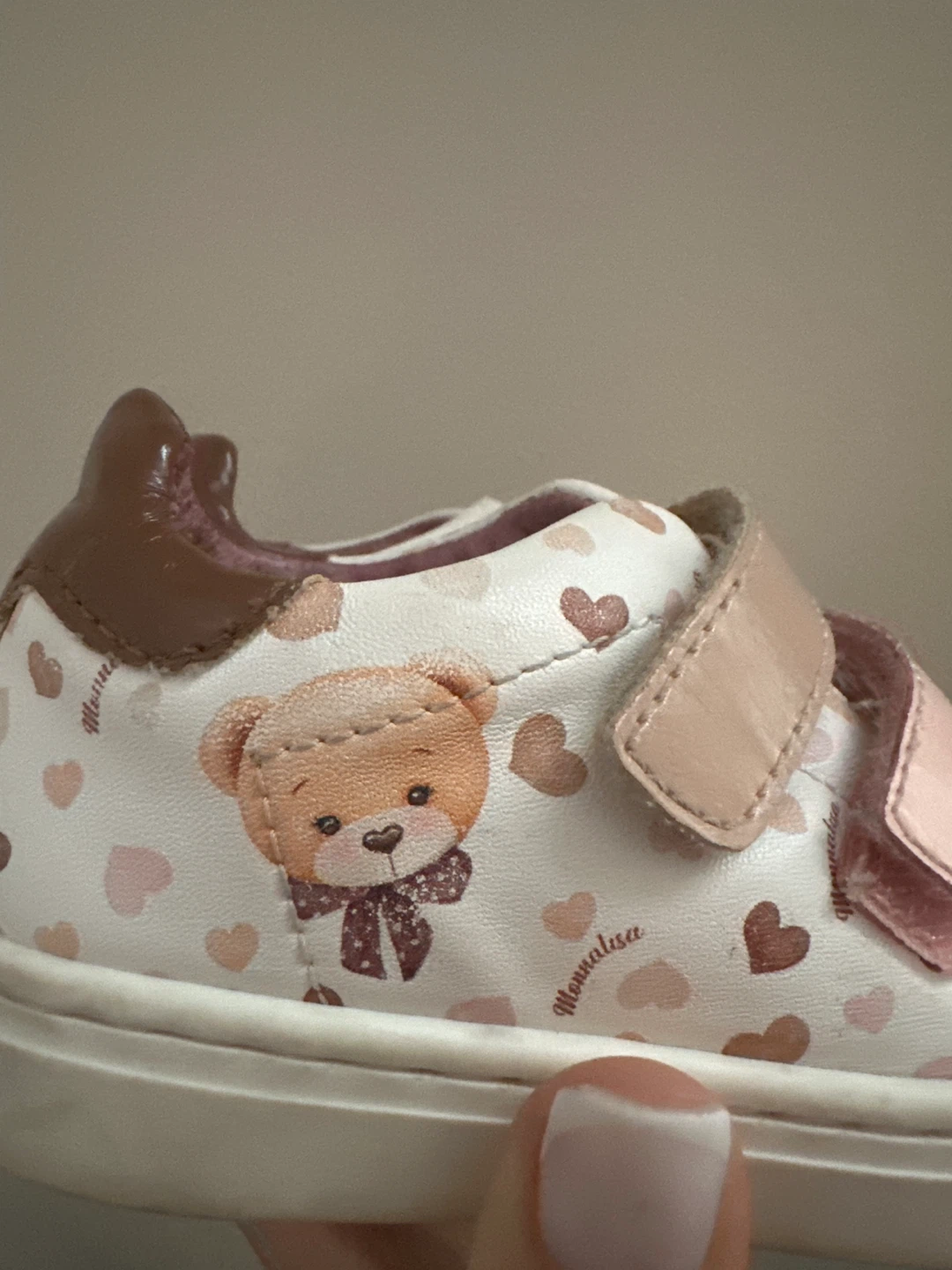 Monnalisa Shoes - White Teddy Bear & Hearts Toddler Size 8 - photo 4