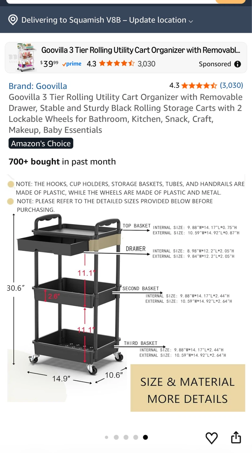 Free delivery Brand new grey plastic storage organizer - photo 3