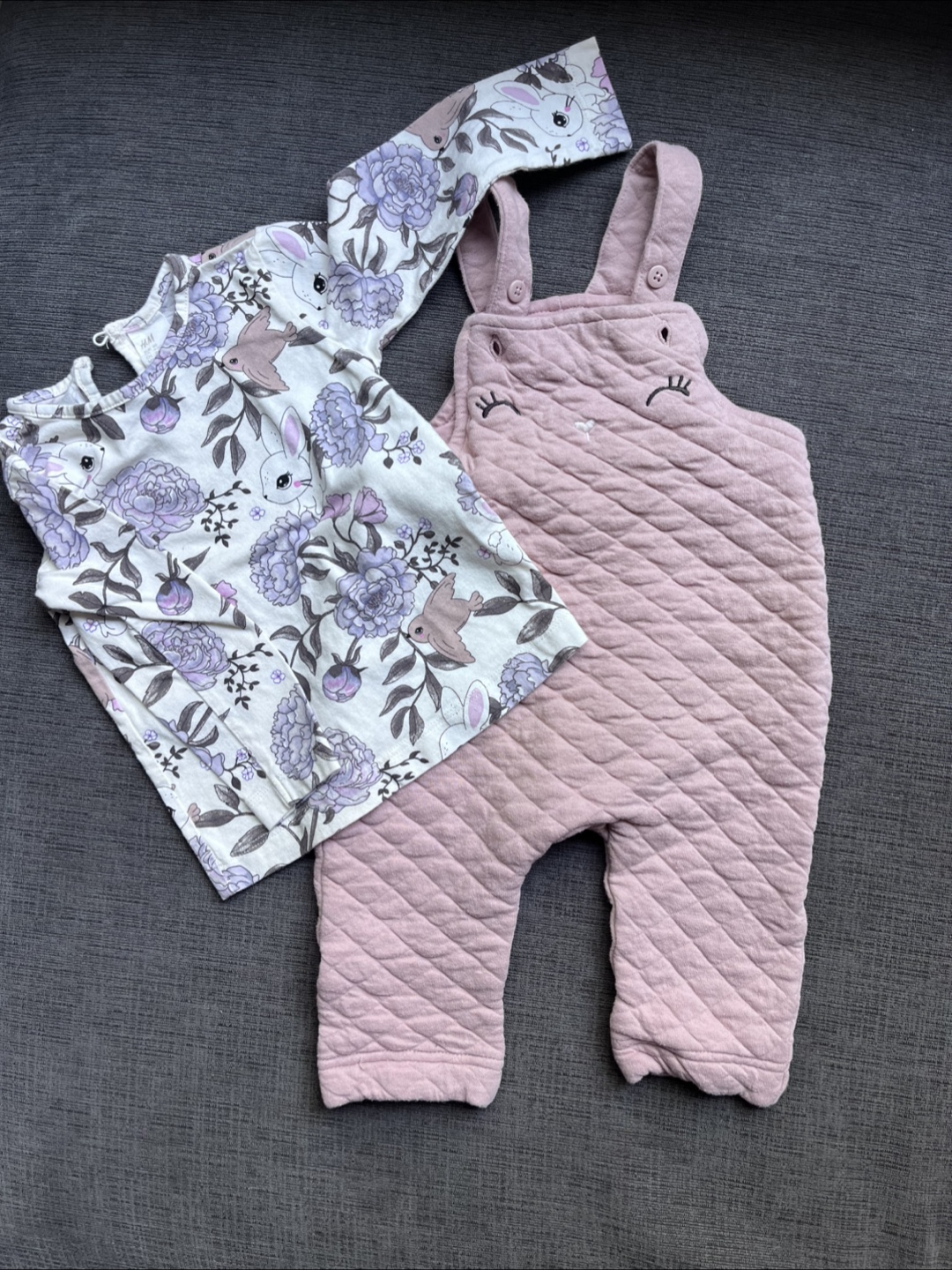 H&M 9 month bunny overalls outfit