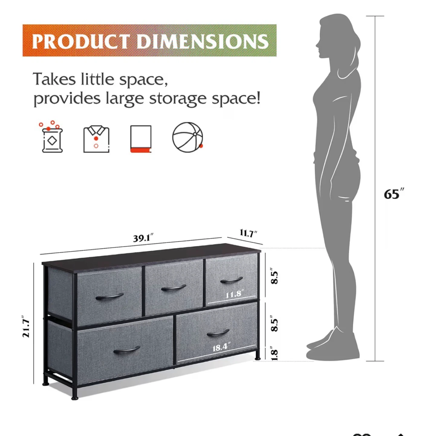 Fabric Dresser with 5 Drawers - photo 2