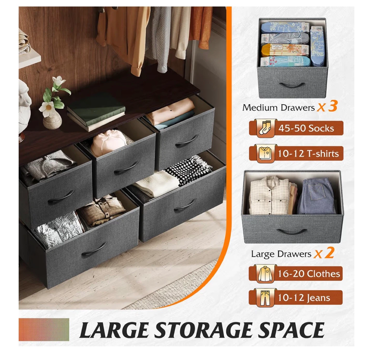 Fabric Dresser with 5 Drawers - photo 3