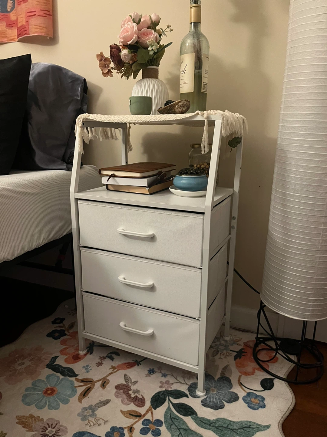 White 3-Drawer Nightstand - photo 2