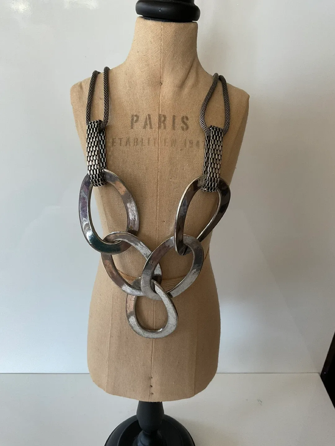 Silver Tone Chunky Link Necklace