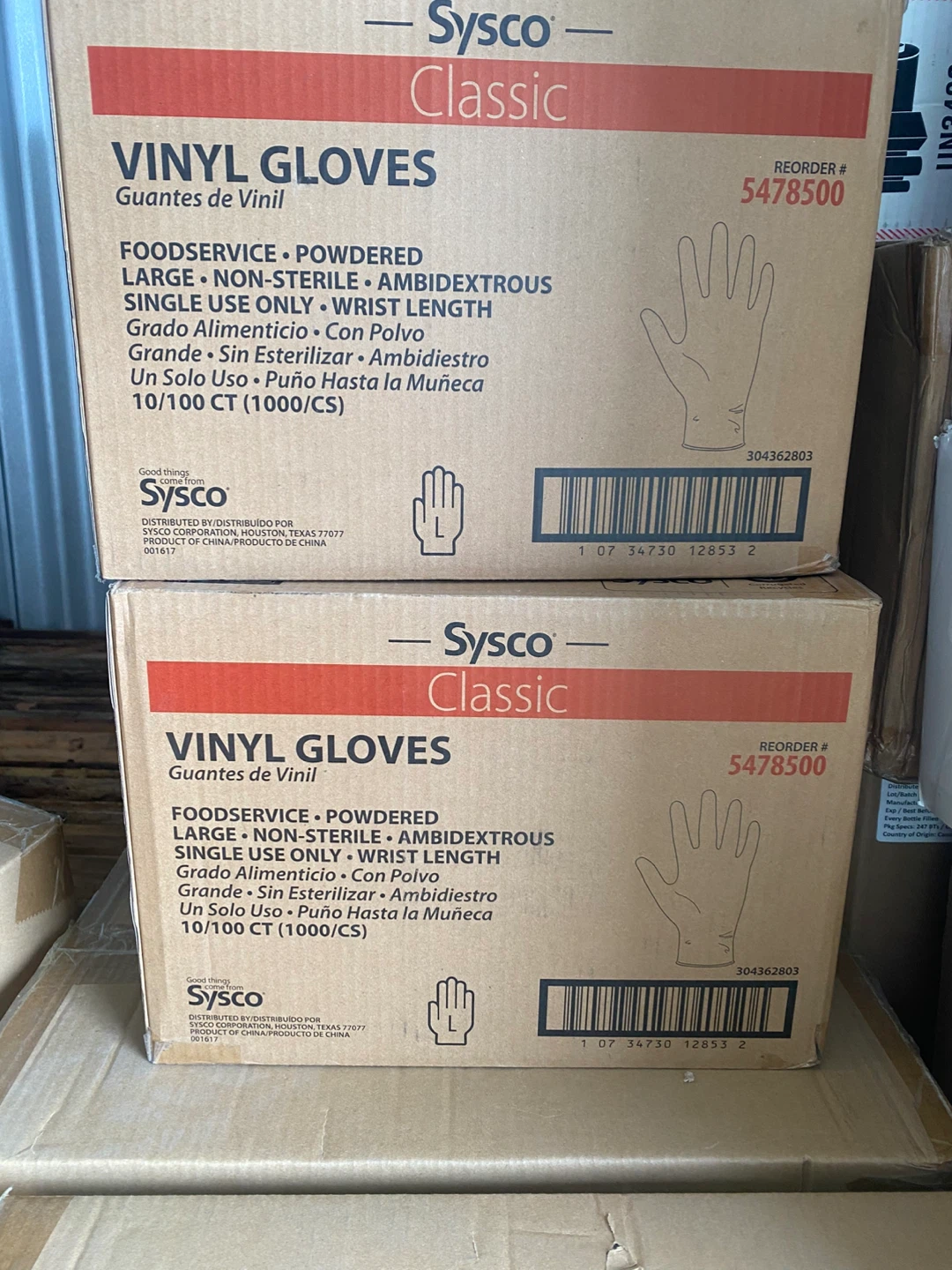 Free delivery Sysco Classic Vinyl Gloves - Large, Powdered