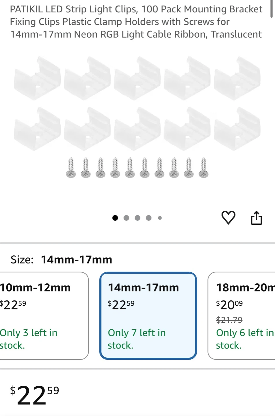 LED Strip Light Clips - 100 Pack Mounting Brackets