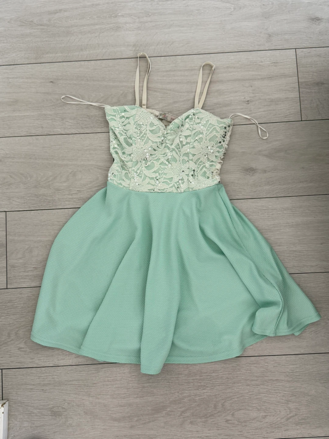 Mint Green Lace Sequin Dress