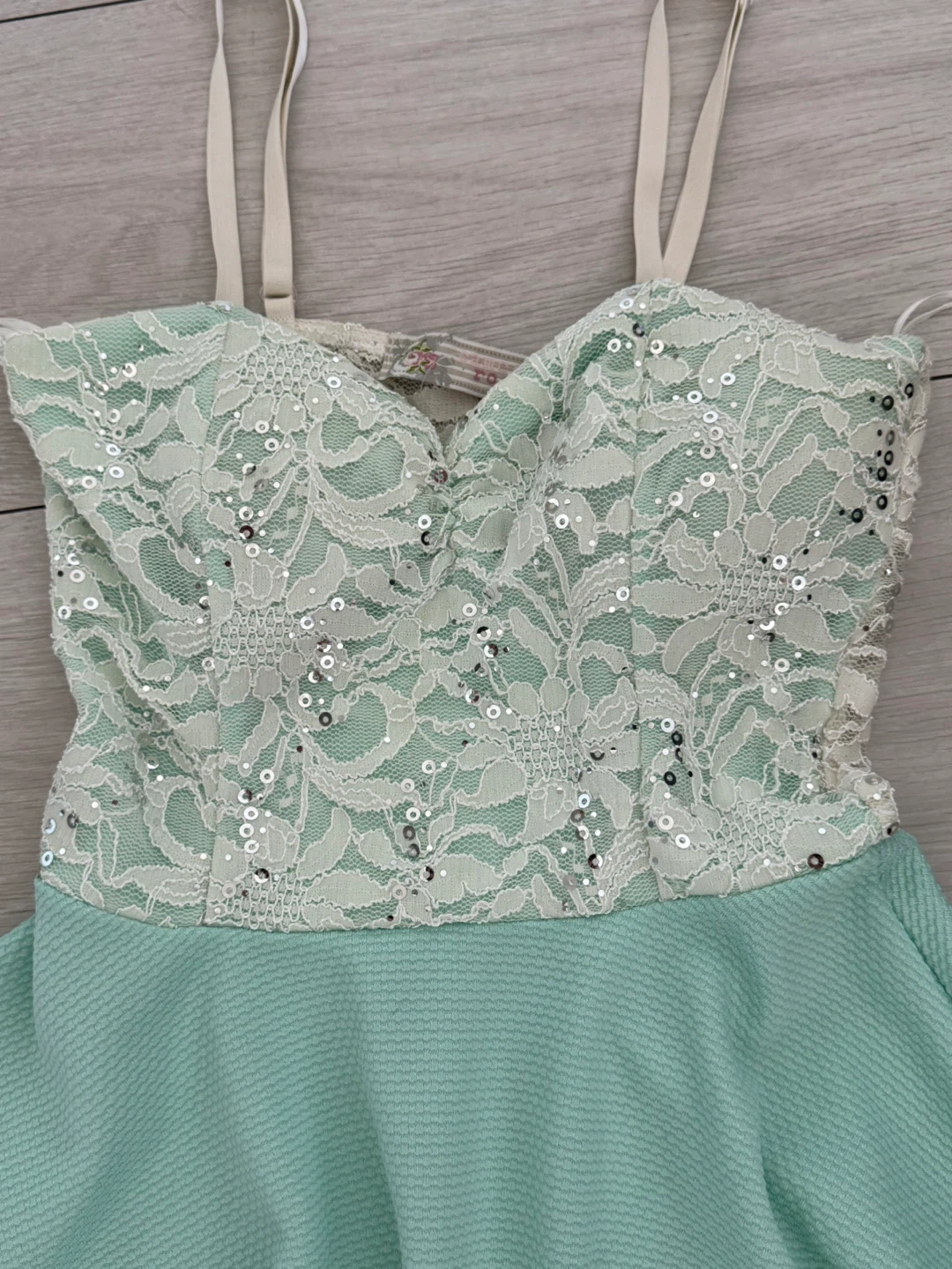 Mint Green Lace Sequin Dress - photo 2