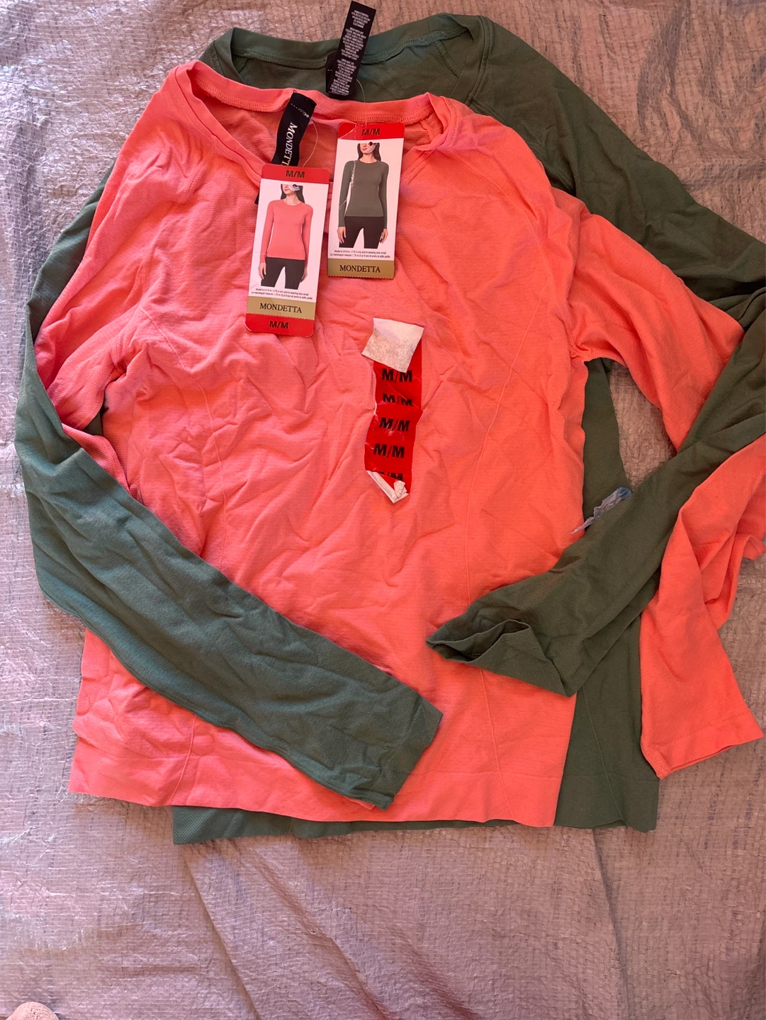 2pc Mondetta Long Sleeve Tops M/M (Coral & Green)