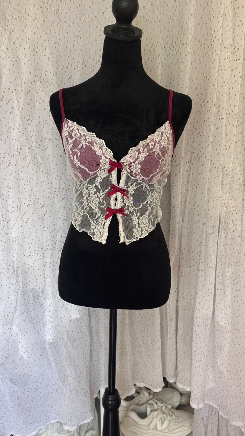 SHEIN Cute Lace Red Camisole